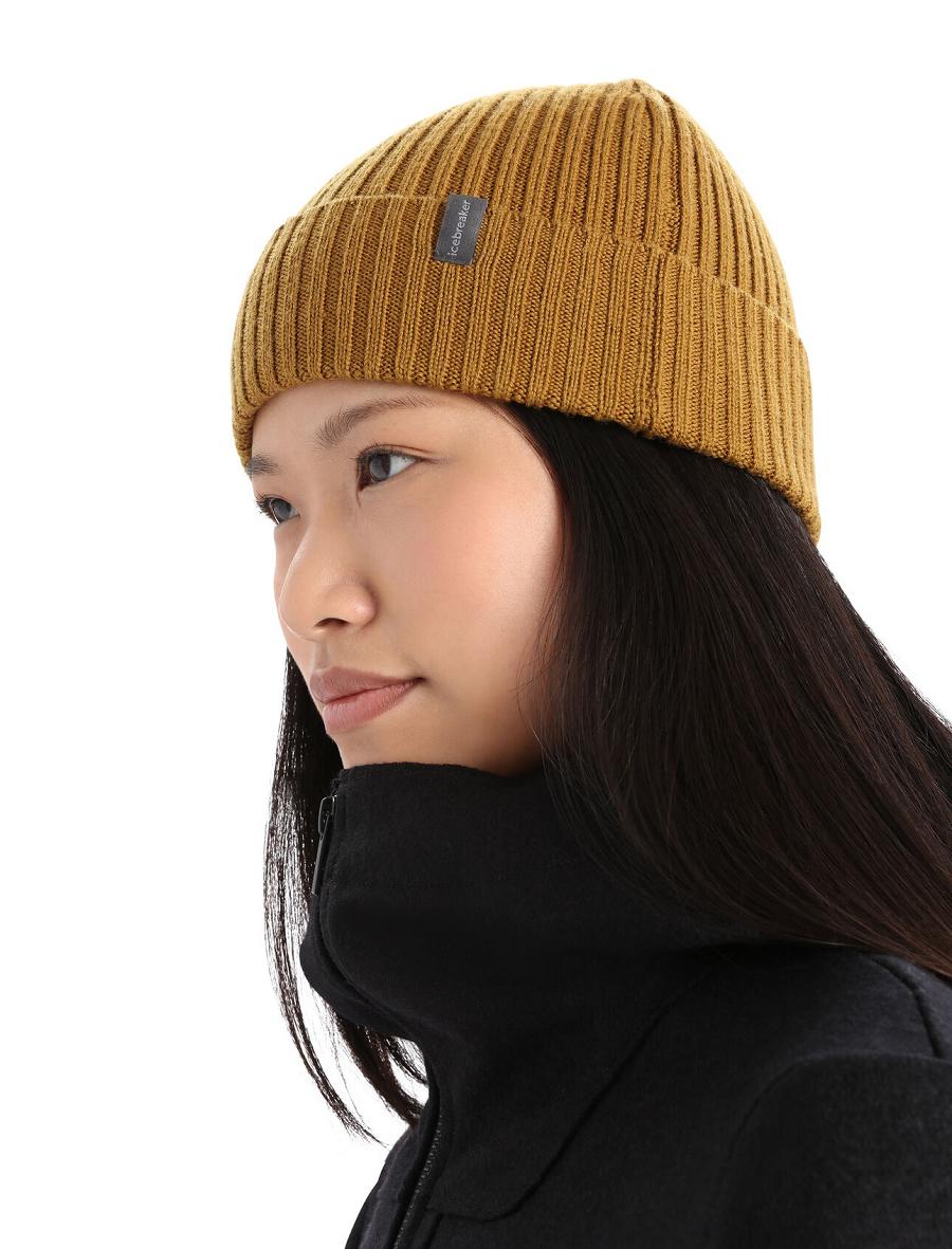 Chapeaux Icebreaker Unisex Merino Rixdorf Cuff Beanie Femme Marron | FR 1491UZGT